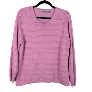 Jason Maxwell Casual Cotton Blend Crew Neck Ribbed Knit Sweater XXL Pink